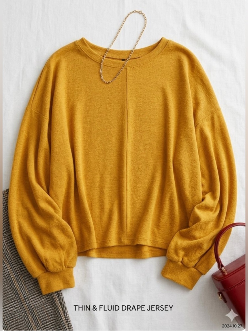 H&M Mustard Yellow Cropped Textured Heavy Jersey Top S - EUC